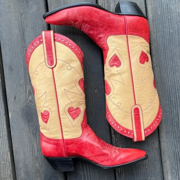 Vintage Larry Mahan Sweetheart ❤️ Design Women’s Cowboy Boots - Picture 5 of 8